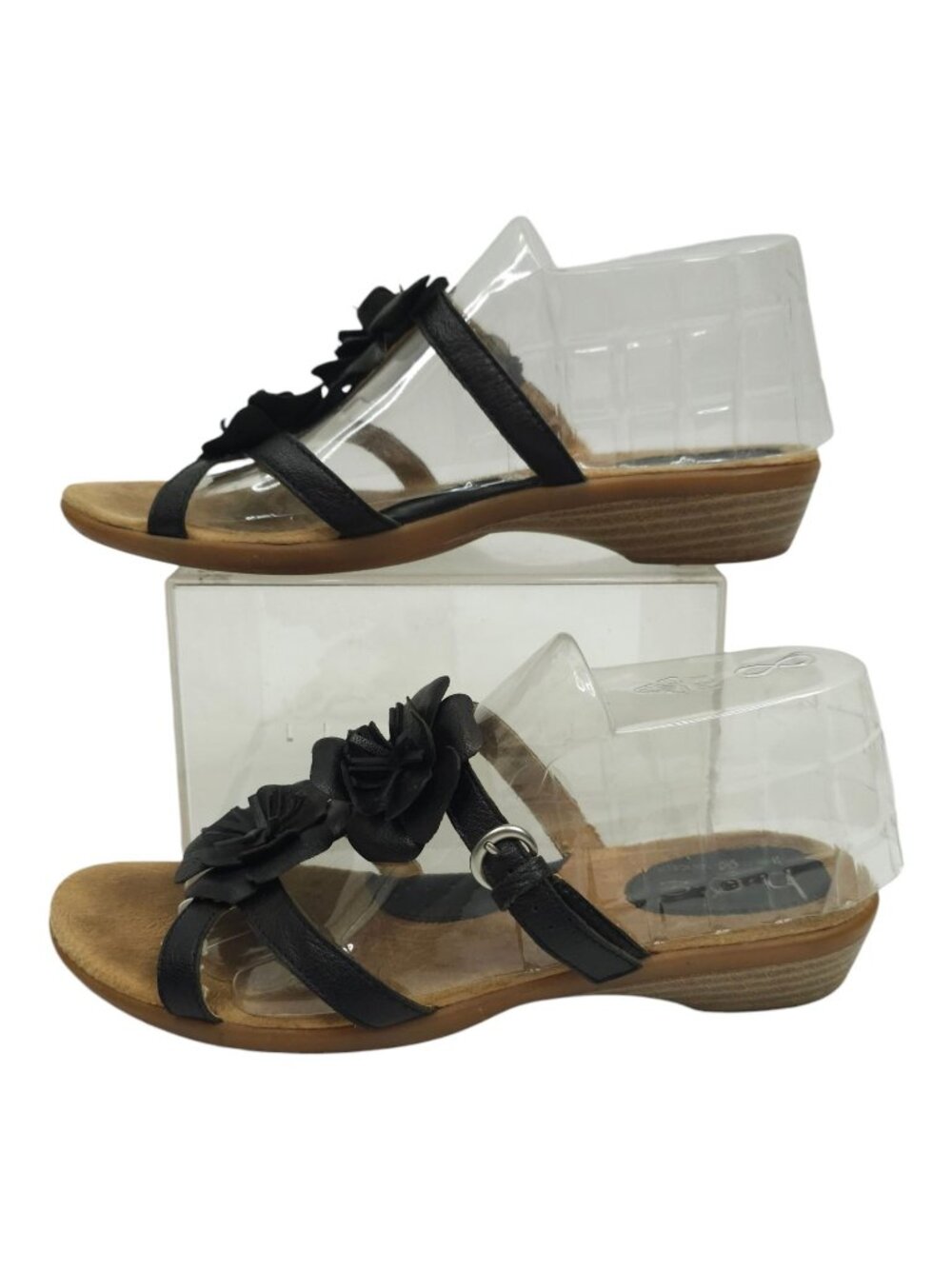 b.o.c. Born Concept Juniper II Sandals Womens 8 Black Flower Wedge Cottagecore